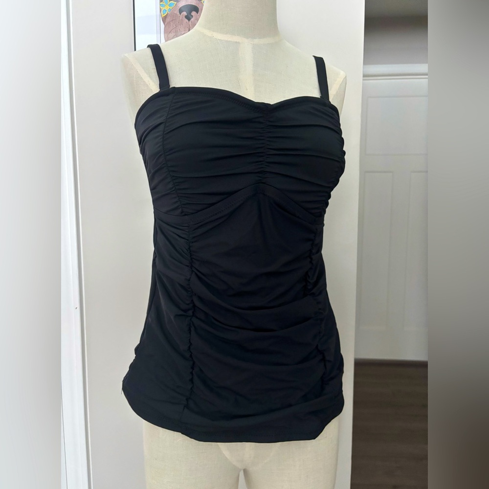 (SET) Black Ruched Bandeau Tankini